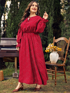 Plus size women's new polka-dot loose long-sleeved dress - Stormyjay