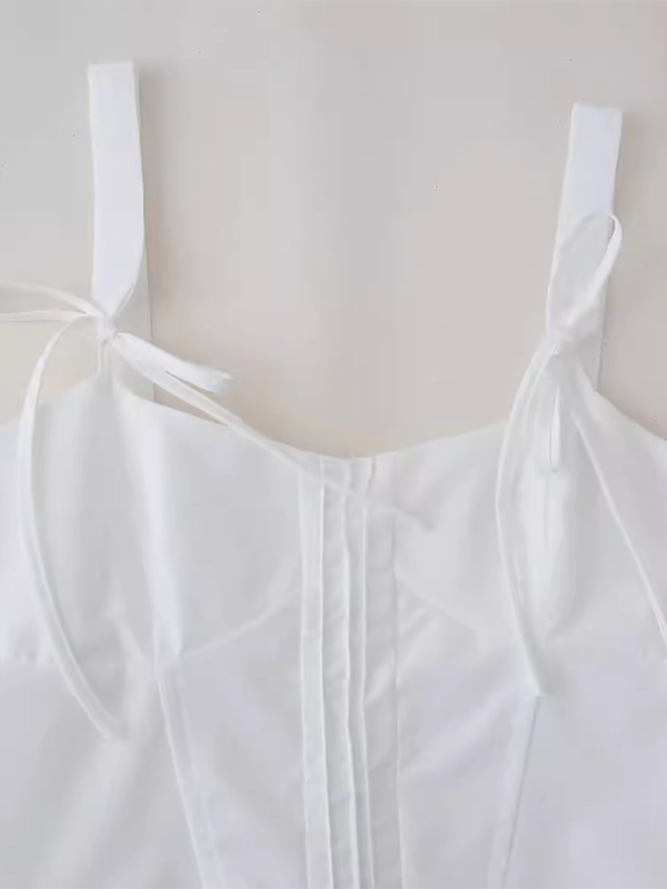 New White Bow Slim Fit Camisole Top - Stormyjay