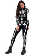 Halloween Jumpsuit Skull Skeleton Digital Print Jumpsuit - Stormyjay