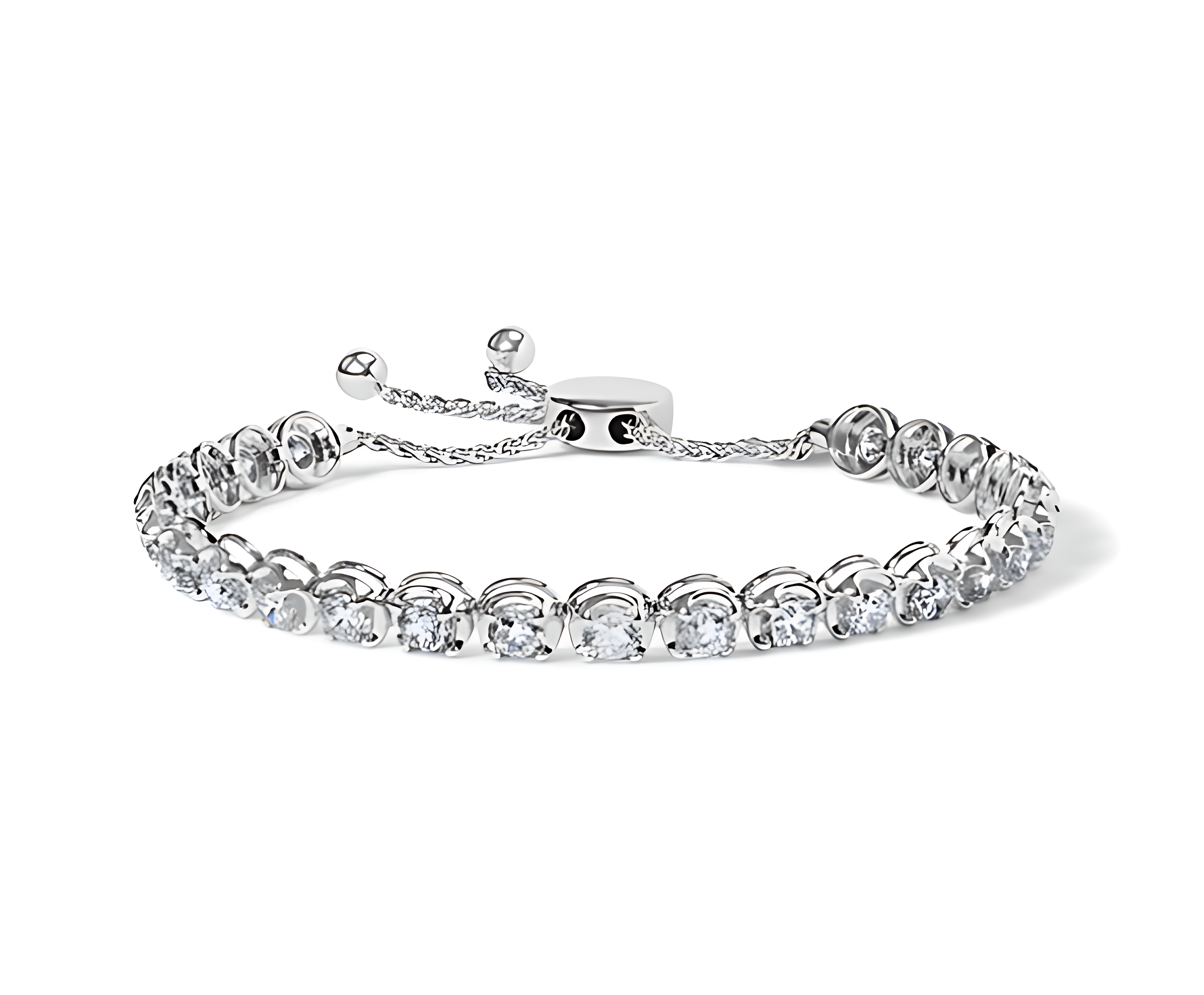 14K White Gold 6.00 Cttw Diamond 4”-10” Adjustable Bolo Tennis Bracelet (I-J Color, I1-I2 Clarity) - Stormyjay