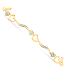 14K Yellow Gold Plated .925 Sterling Silver 1/10 Cttw Diamond Wave and Hearts 4”-10” Adjustable Bolo Bracelet (I-J Color, I3 Clarity) - Stormyjay