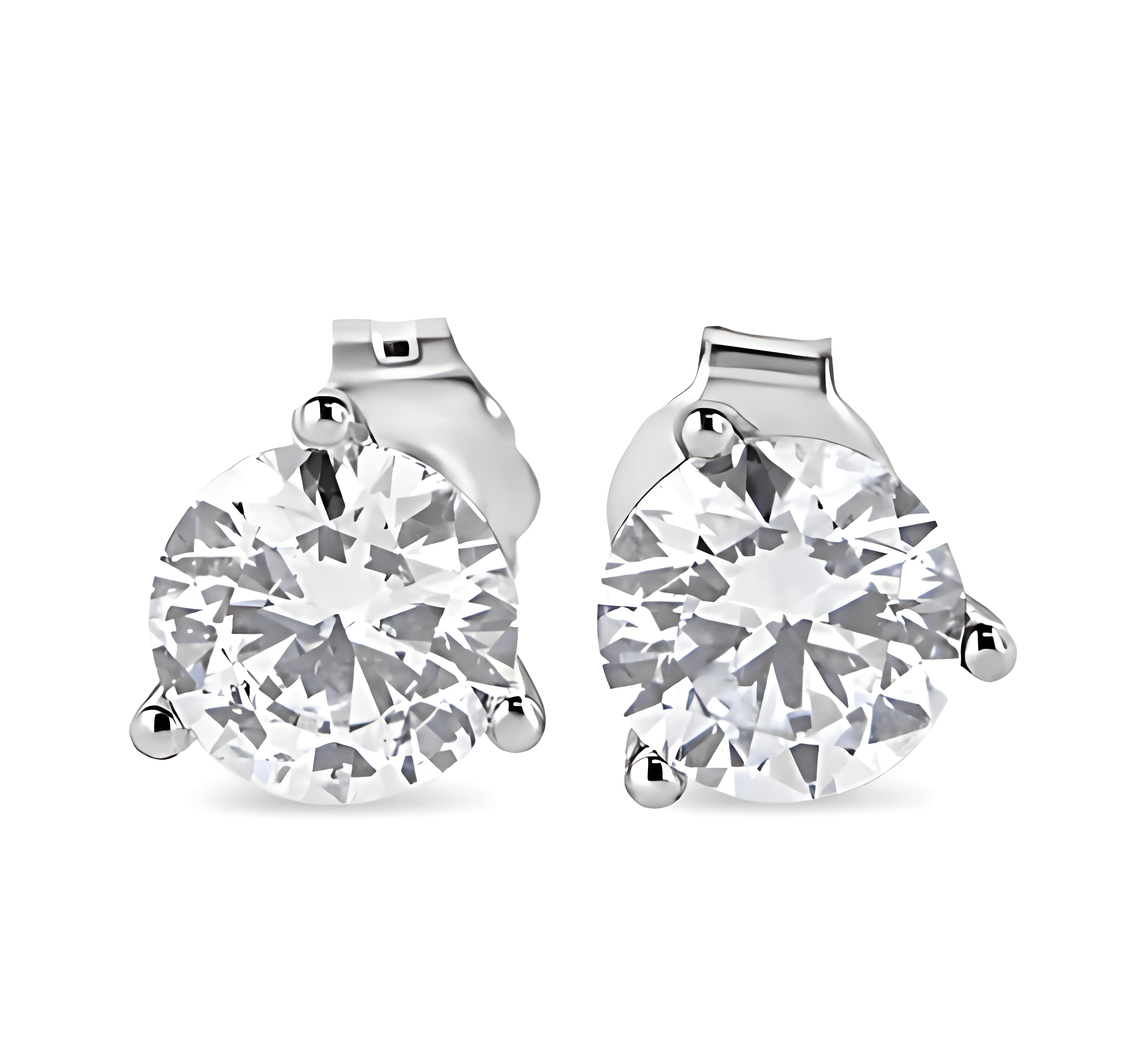 14K White Gold 2.0 Cttw 3-Prong Martini Set Brilliant Round-Cut Solitaire Lab Grown Diamond Screwback Stud Earrings (F-G Color, VS2-SI1 Clarity) - Stormyjay