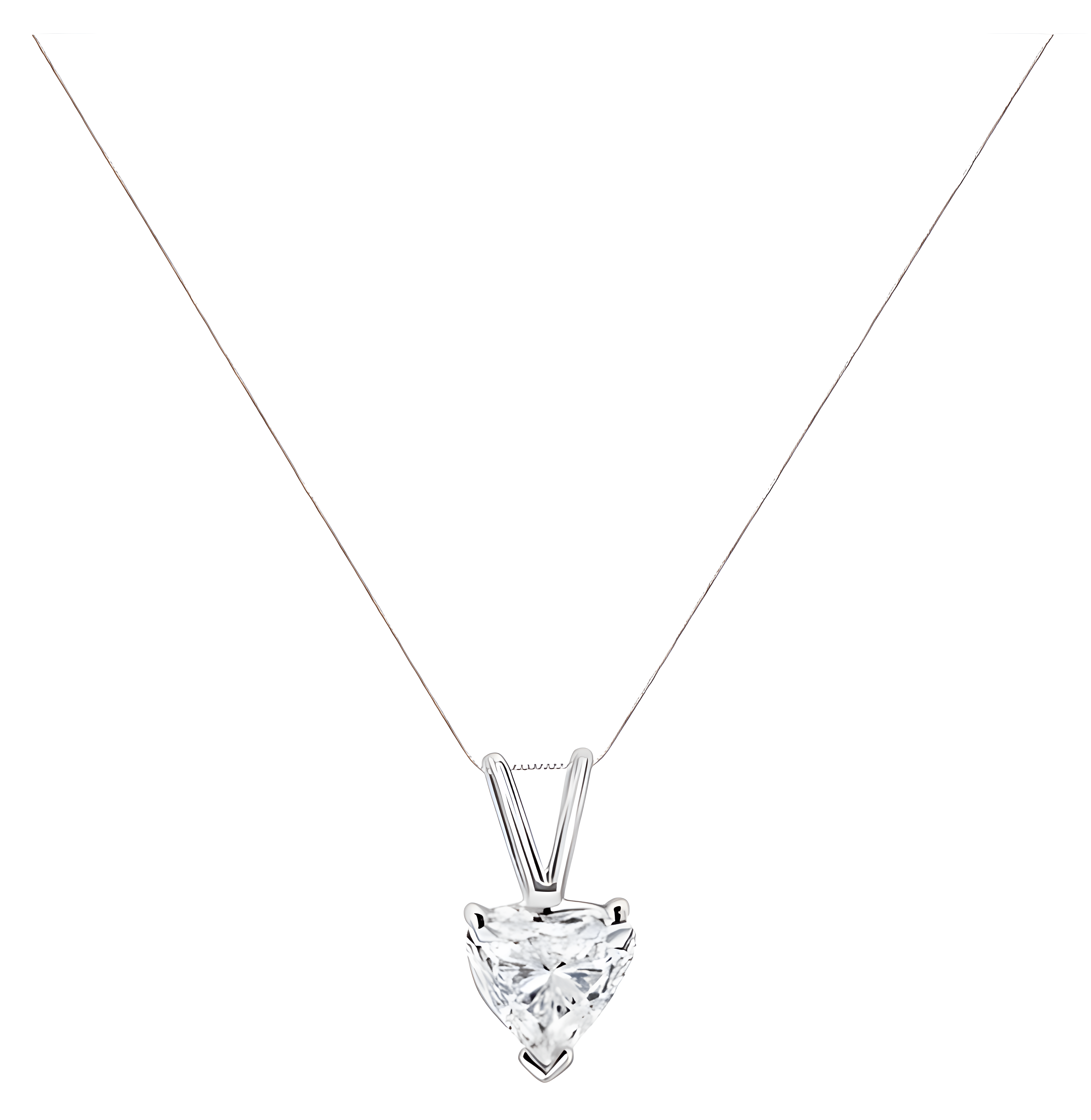 14K White Gold 3-Prong Set Heart Shaped Solitaire Diamond 18" Pendant Necklace (H-I Color, VS2-SI1 Clarity) - Choice of Carat Weight (3300) - Stormyjay