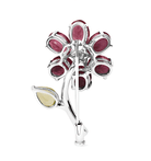 18K White Gold 1/3 Cttw Diamond, Pink Tourmaline, and Green Peridot Flower and Leaf Tulip Brooch Pin (H-I Color, VS2-SI1) - Stormyjay