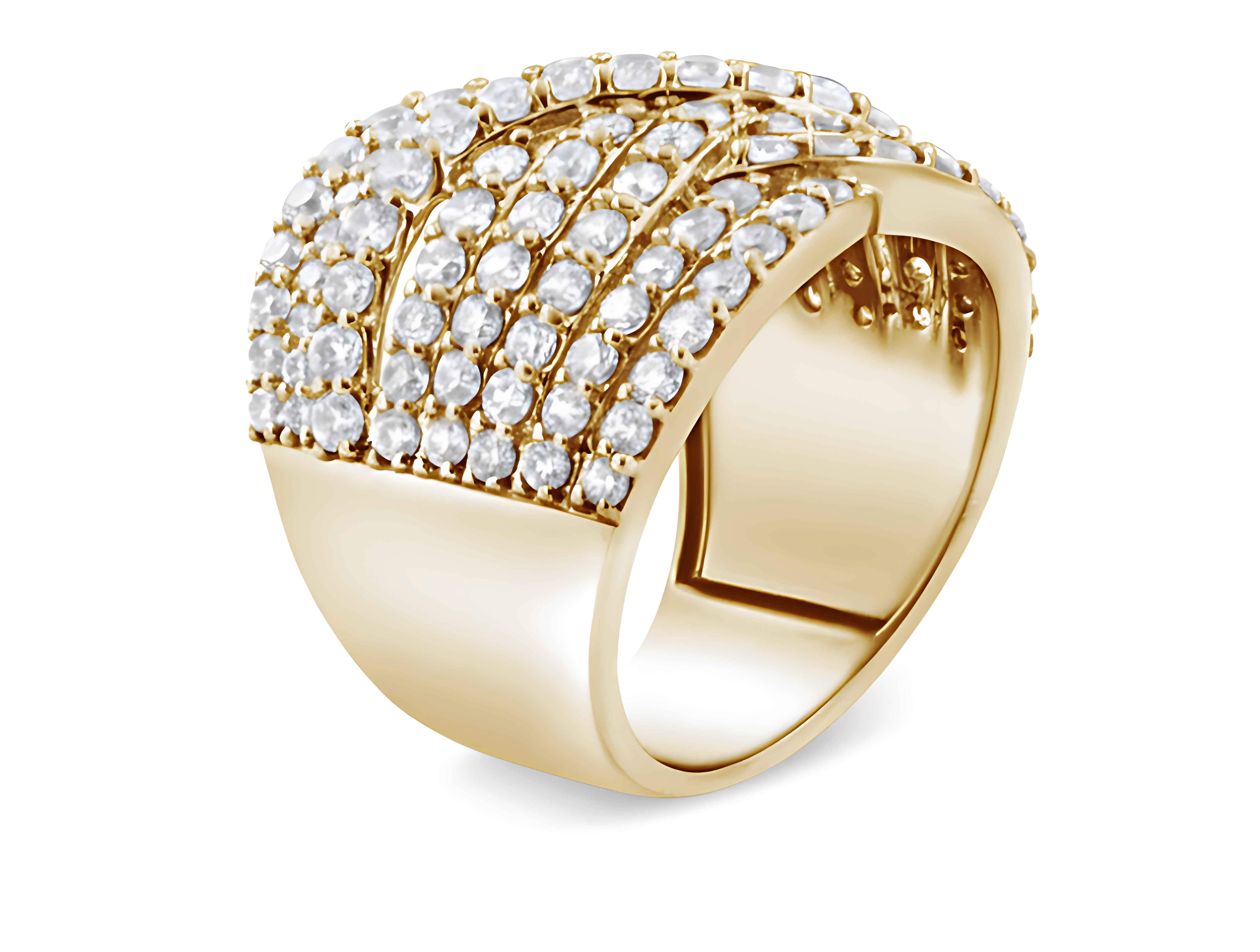 10K Yellow Gold 3.0 Cttw Diamond Eight-Row Bypass Crossover Statement Band Ring (H-I Color, I2-I3 Clarity) - Stormyjay