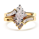 14K Two Tone 3/4 Cttw Diamond Engagement Ring Set (H-I Color, SI1-SI2 Clarity) - Size 7 - Stormyjay