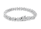 14K White Gold 1 1/2 Cttw Round Diamond Floral Clover-Shaped Link Bracelet (H-I Color, SI1-SI2 Clarity) - Size 7" - Stormyjay