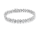 14K White Gold 1 1/2 Cttw Round Diamond Floral Clover-Shaped Link Bracelet (H-I Color, SI1-SI2 Clarity) - Size 7" - Stormyjay