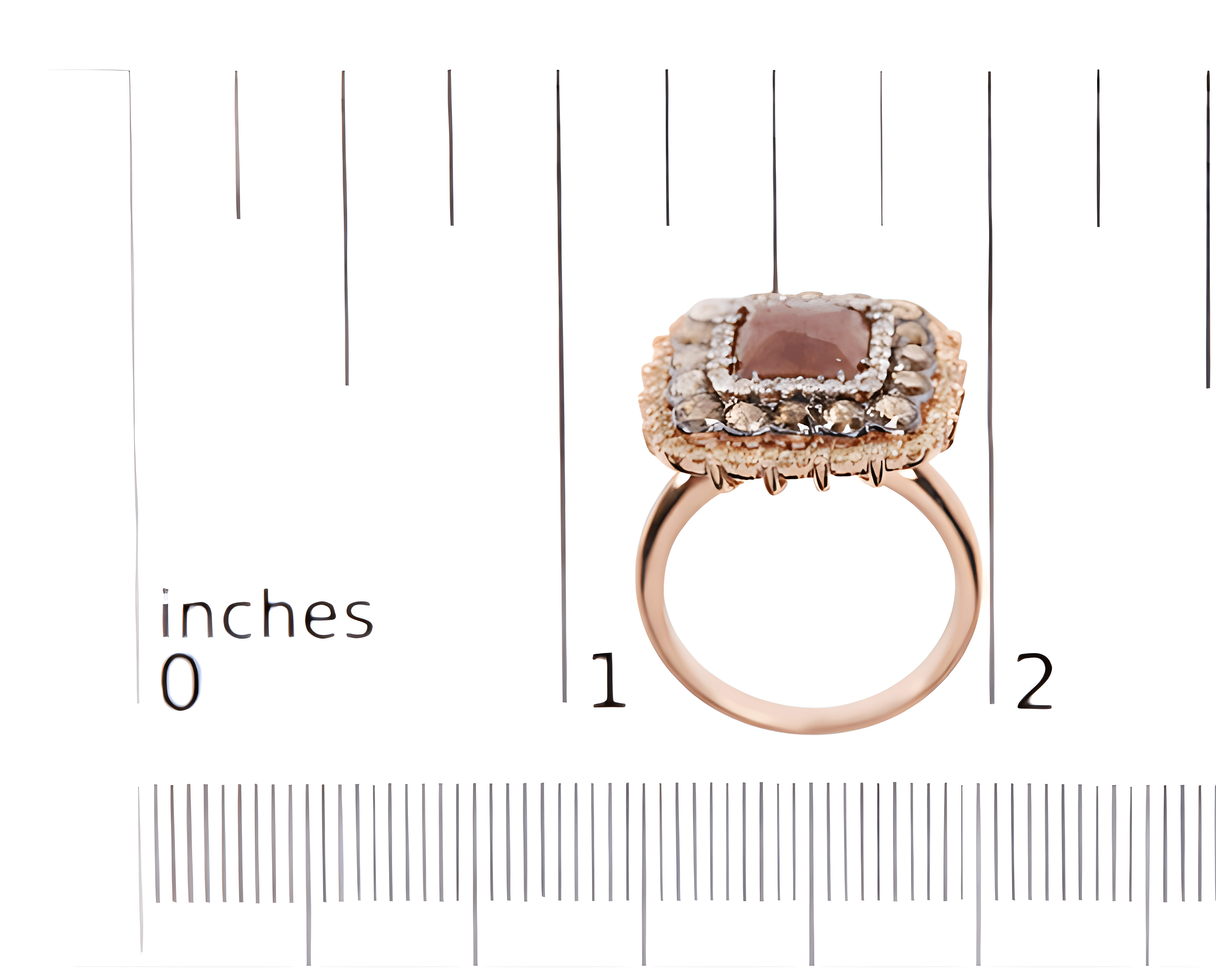 14K Rose Gold 4 1/3 Cttw Fancy Color Rose Cut Diamond Triple Halo Cocktail Ring (Fancy Color, I1-I2 Clarity) - Size 7 - Stormyjay