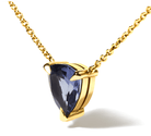 14k Yellow Gold 3-Prong Martini Set Blue Tanzanite Trillion Solitaire 18" Pendant Necklace - Stormyjay