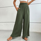 New casual solid color flared wide-leg pants - Stormyjay