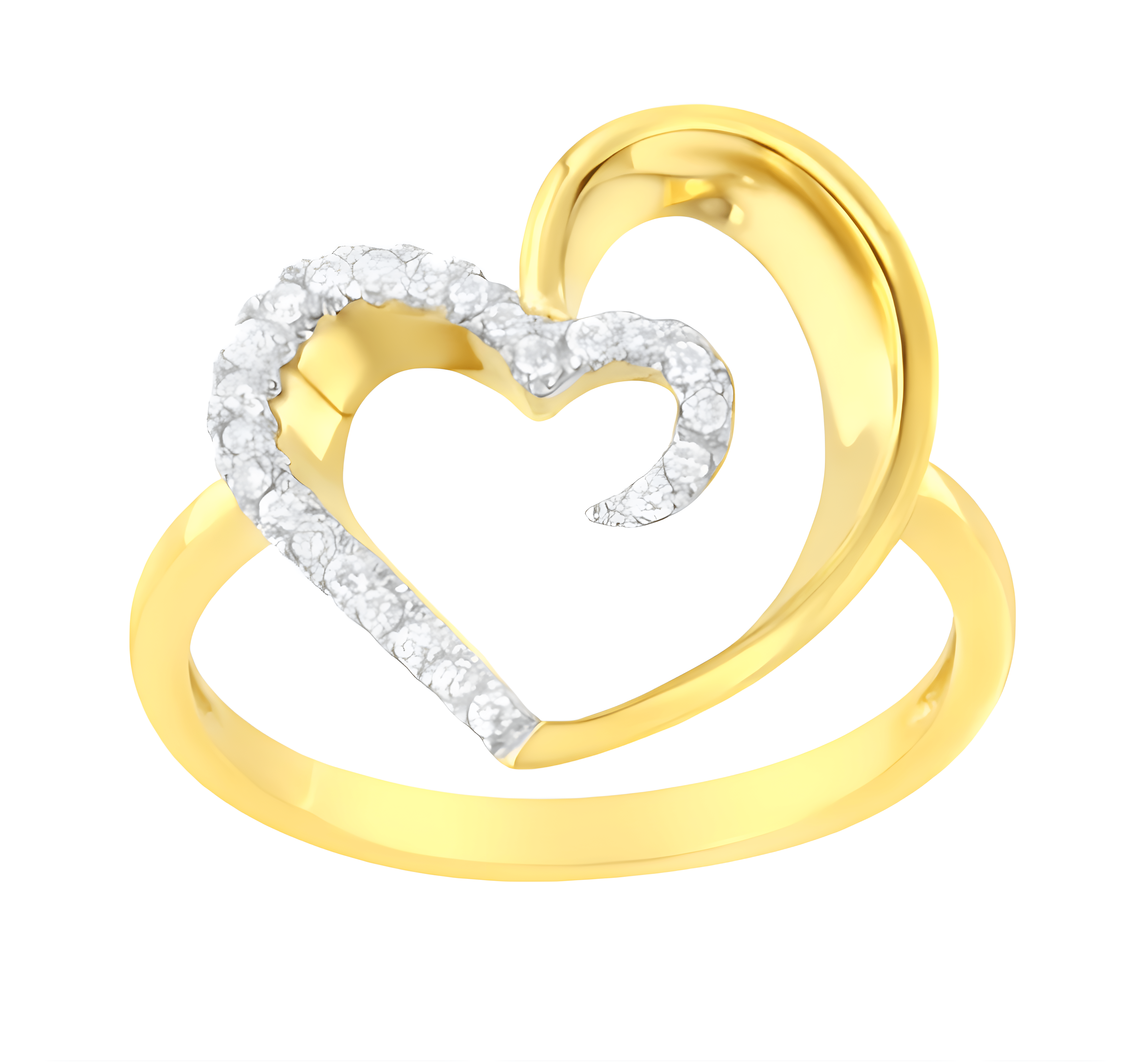 10KT Yellow Gold 1/10 cttw Diamond Heart Shape Ring (K-L, I1-I2) - Stormyjay