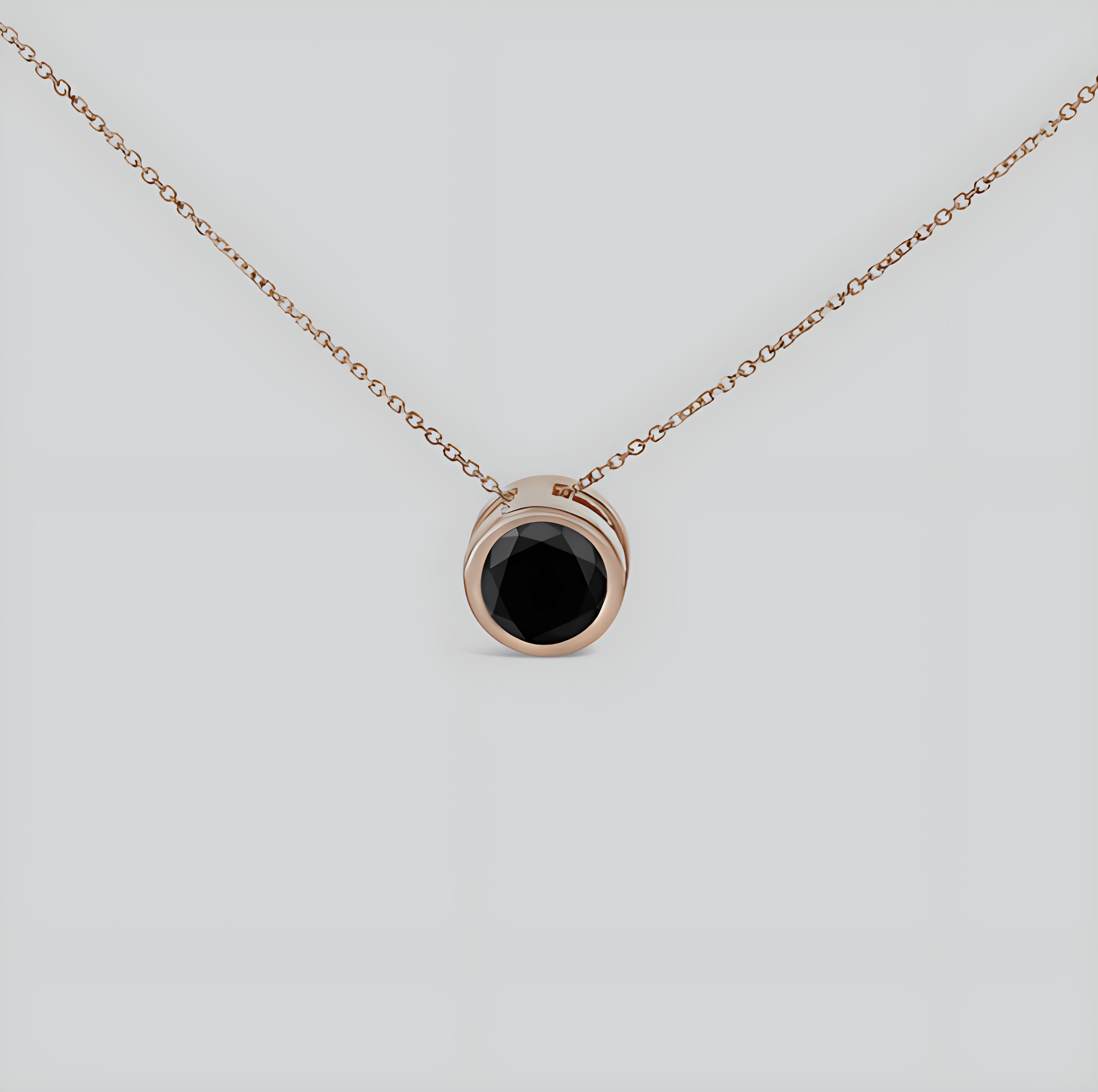 14K Rose Gold 7.0 Cttw Bezel-Set Black Round Diamond Solitaire Pendant Necklace (Black Color, I2-I3 Clarity) - 18" - Stormyjay