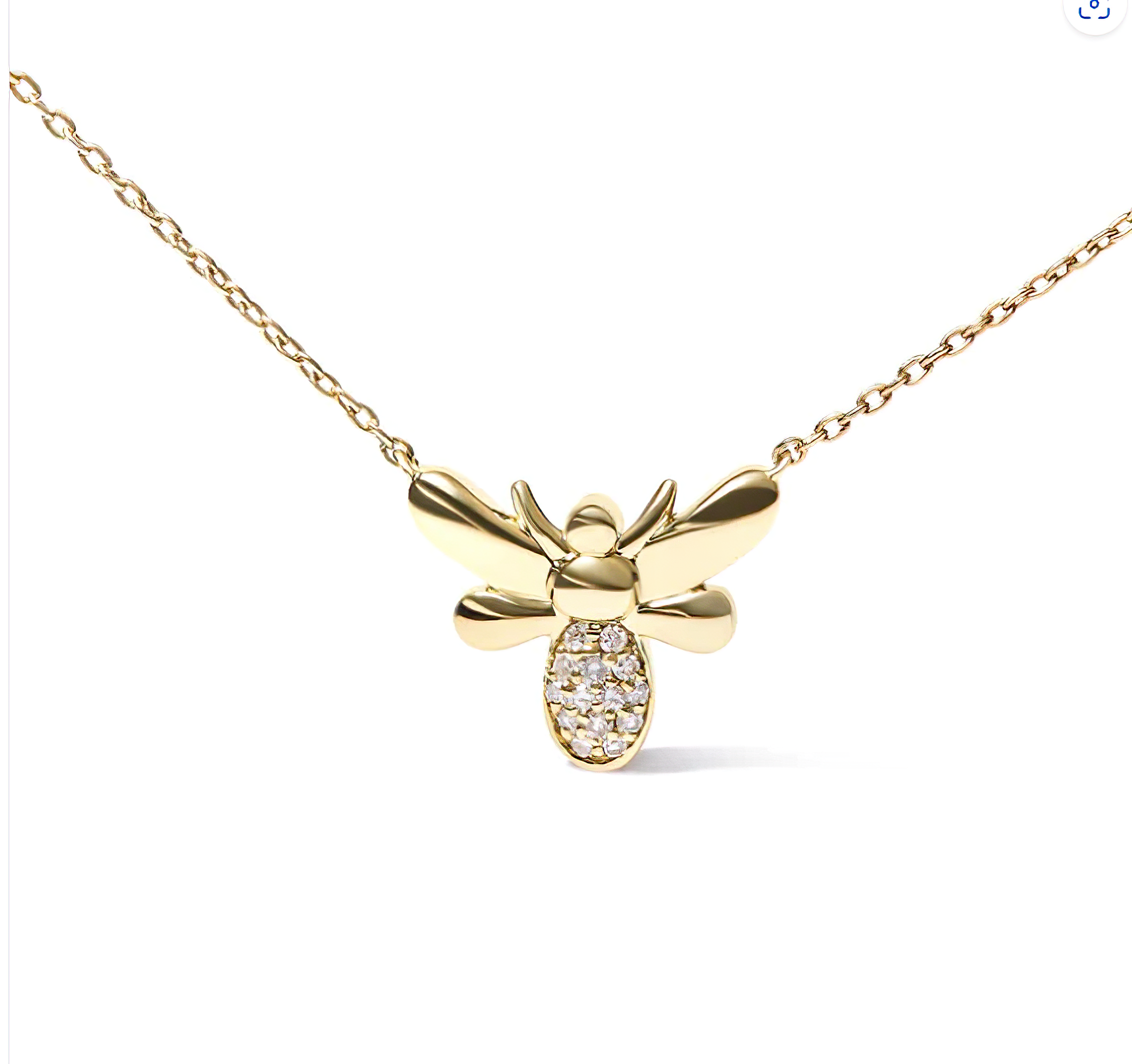 10K Yellow Gold Diamond Accented Bumble Bee Pendant 18-Inch Necklace (H-I Color, I1-I2 Clarity) - Stormyjay