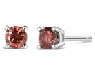 14K White Gold 1.0 Cttw Round Brilliant Cut Lab Grown Pink Diamond 4-Prong Classic Solitaire Earrings (Pink Color, VVS2-VS1 Clarity) - Stormyjay