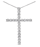 14K White Gold 4.0 Cttw Lab Grown Diamond Cross 18" Inch Pendant Necklace (F-G Color, VS2-SI1 Clarity) - Stormyjay