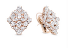 18K Rose Gold 8 1/3 Cttw Pear and Round Diamond Floral Cluster Omega Earrings (F-G Color, VS1-VS2 Clarity) - Stormyjay