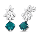 18K White Gold 1 1/10 Cttw Diamond and 7.9 x 7.7mm Green Emerald Drop Earrings (G-H Color, SI1-SI2 Clarity) - Stormyjay