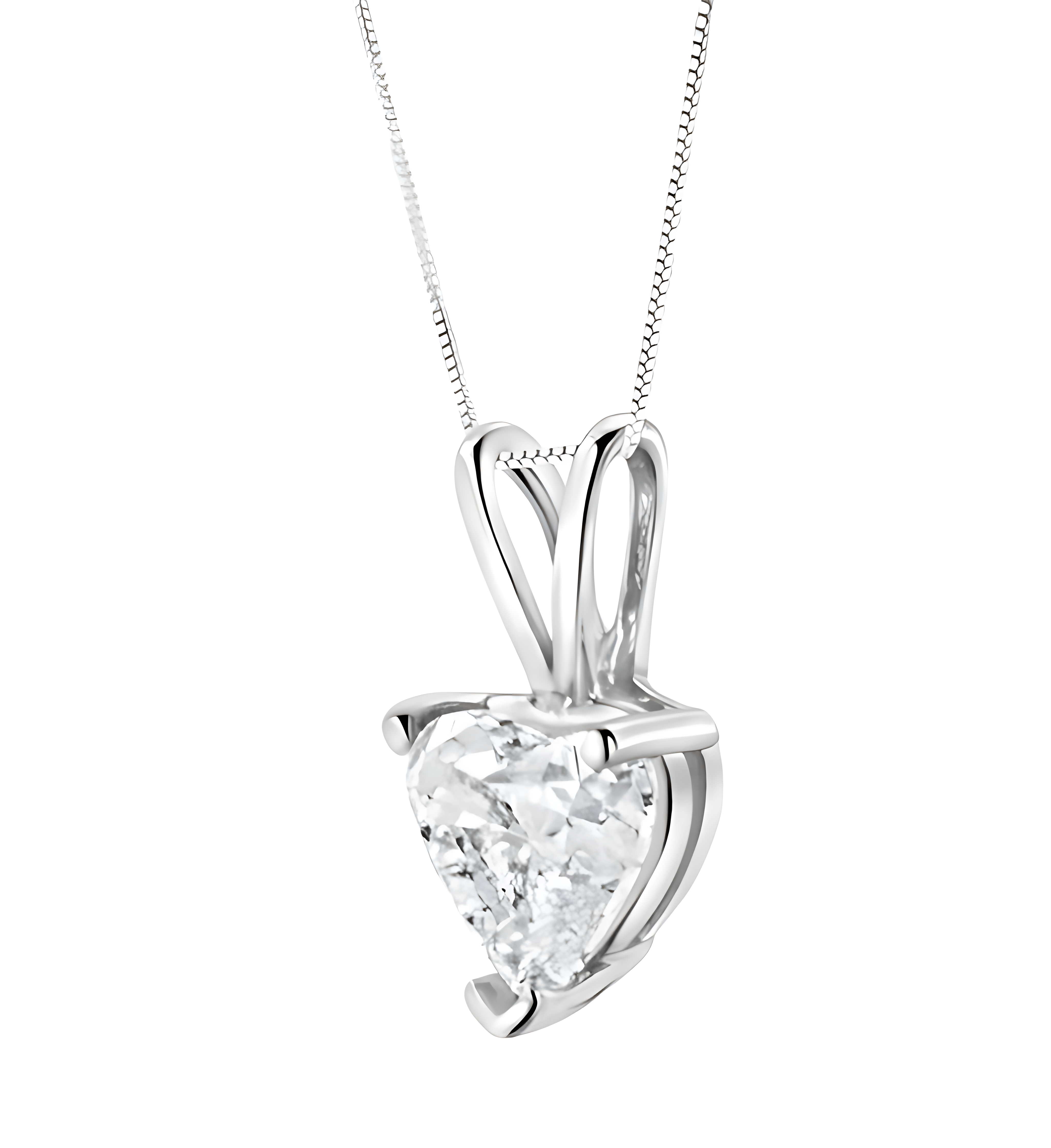 14K White Gold 3-Prong Set Heart Shaped Solitaire Diamond 18" Pendant Necklace (H-I Color, VS2-SI1 Clarity) - Choice of Carat Weight (3300) - Stormyjay