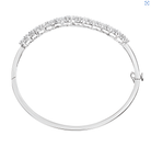 14K White Gold 2 5/8 Cttw Round Diamond 7 Stone Floral Cluster Link Bangle Bracelet (H-I Color, SI1-SI2 Clarity) - Fits Wrists up to 7.25 Inches - Stormyjay