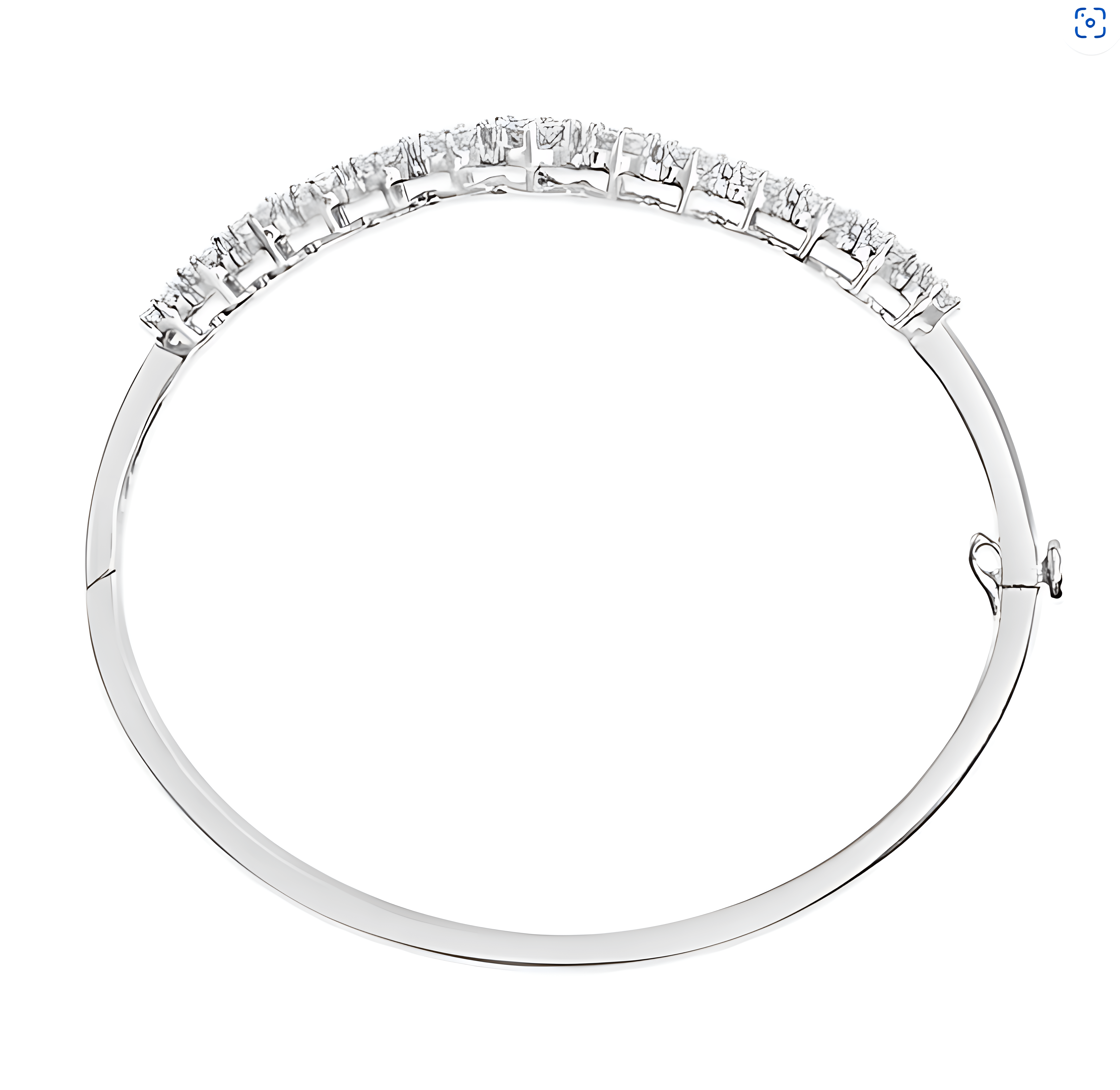 14K White Gold 2 5/8 Cttw Round Diamond 7 Stone Floral Cluster Link Bangle Bracelet (H-I Color, SI1-SI2 Clarity) - Fits Wrists up to 7.25 Inches - Stormyjay