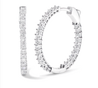 14K White Gold 5.0 Cttw Princess Cut Diamond Inside Out Hoop Earrings (G-H Color, SI2-I1 Clarity) - 30 MM - Stormyjay