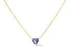 14k Yellow Gold 3-Prong Martini Set Blue Tanzanite Trillion Solitaire 18" Pendant Necklace - Stormyjay