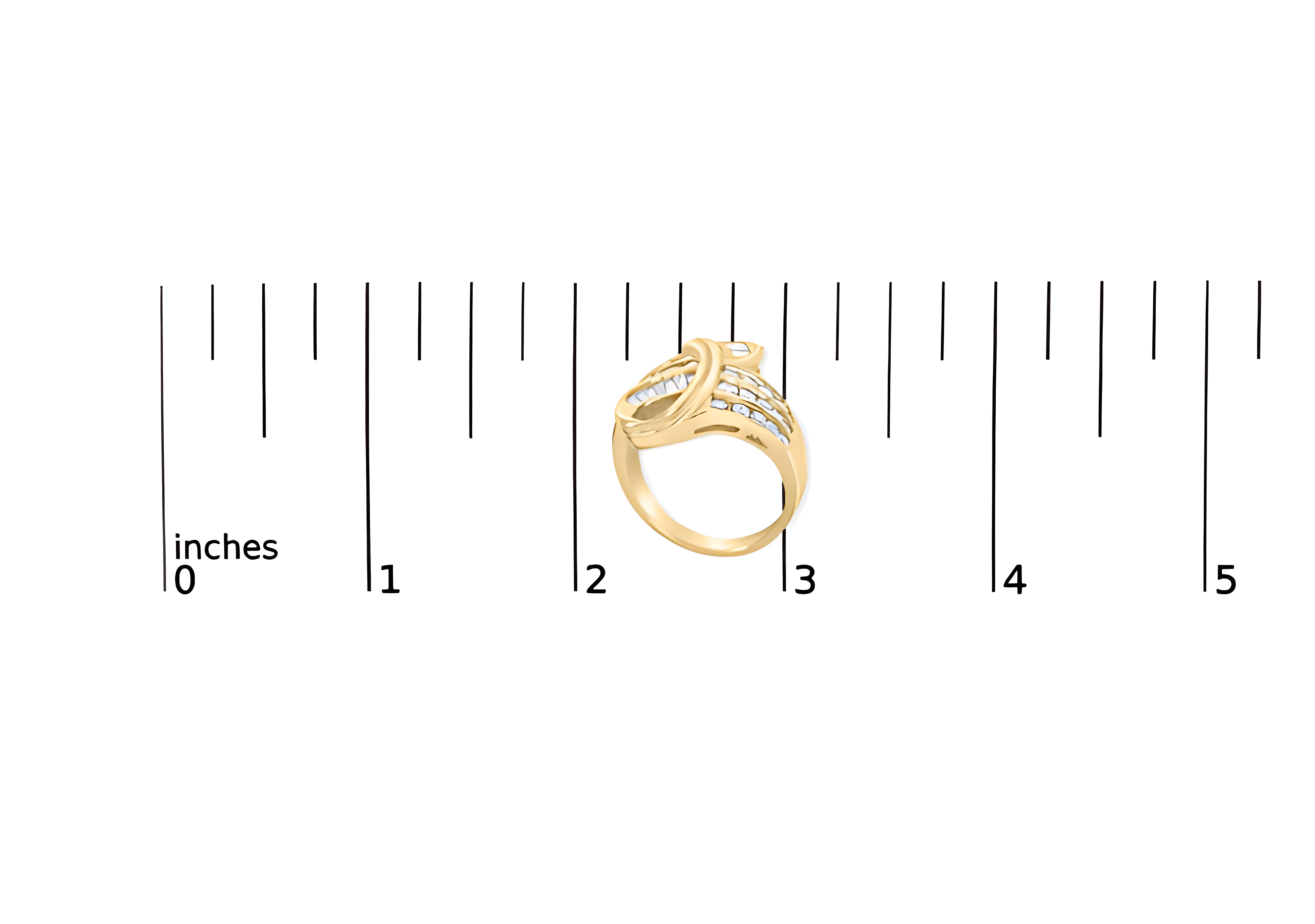 14K Yellow Gold 1 1/3 Cttw Channel Set Diamond Bypass Cocktail Ring (J-K Color, I1-I2 Clarity) - Ring Size 7 - Stormyjay