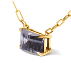 14K Yellow Gold Natural 2 7/8 Cttw Pixel Cut Emerald Bicolor Tanzanite Pendant Necklace with Paperclip Chain - 18 Inches - Stormyjay