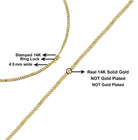 Semi-Solid 14K Yellow Gold 4.5mm Miami Cuban Chain Necklace - Unisex Chain - Stormyjay