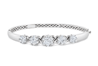 14K White Gold 2 1/2 Cttw Diamond Graduating Floral Cluster Bangle Bracelet (H-I Color, SI1-SI2 Clarity) - Fits Wrists up to 7.25 Inches - Stormyjay