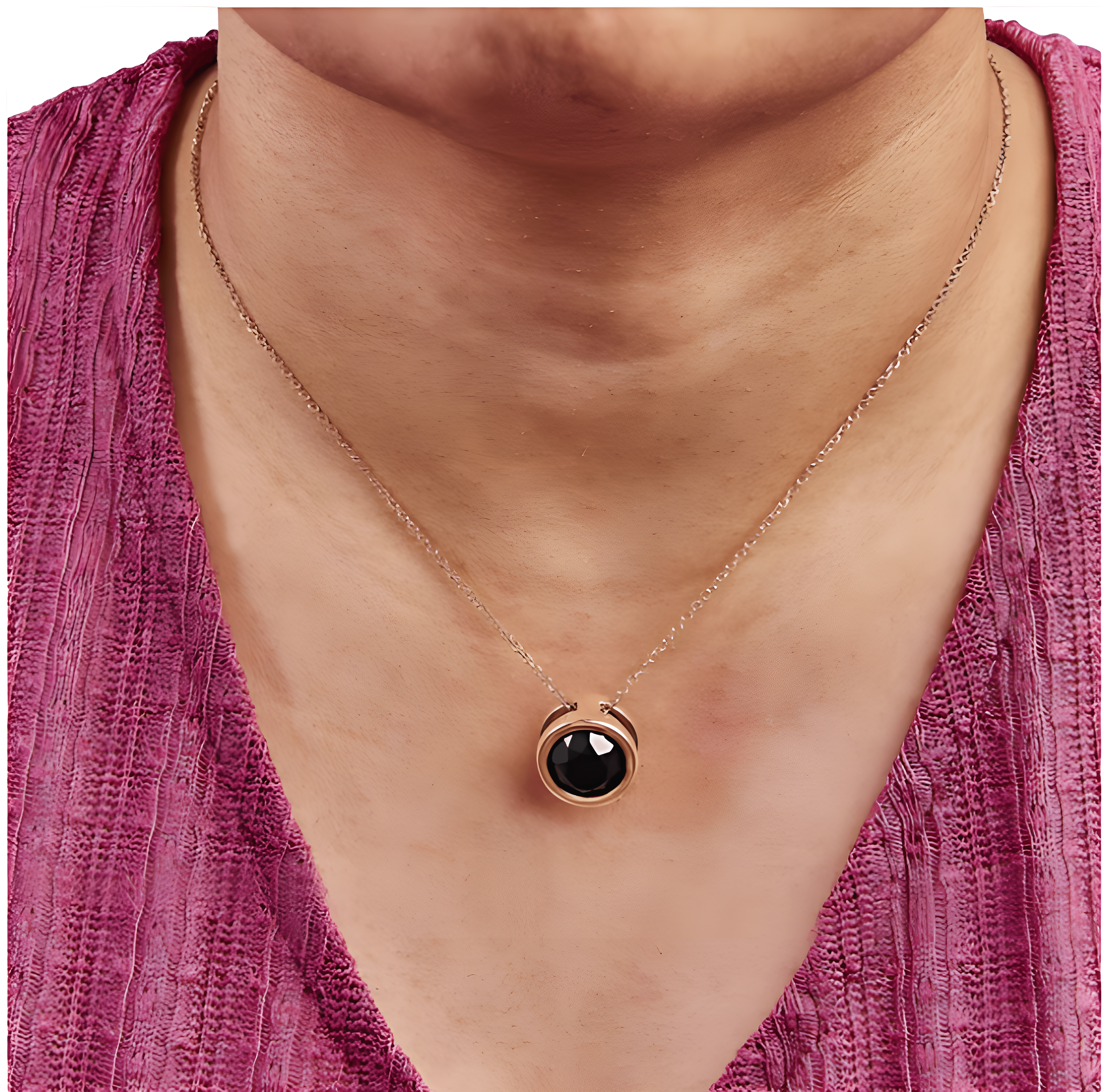 14K Rose Gold 7.0 Cttw Bezel-Set Black Round Diamond Solitaire Pendant Necklace (Black Color, I2-I3 Clarity) - 18" - Stormyjay