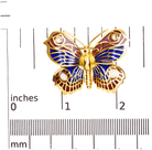 18K Yellow Gold Red, Blue, and White Enameled Butterfly Brooch Pin - Stormyjay