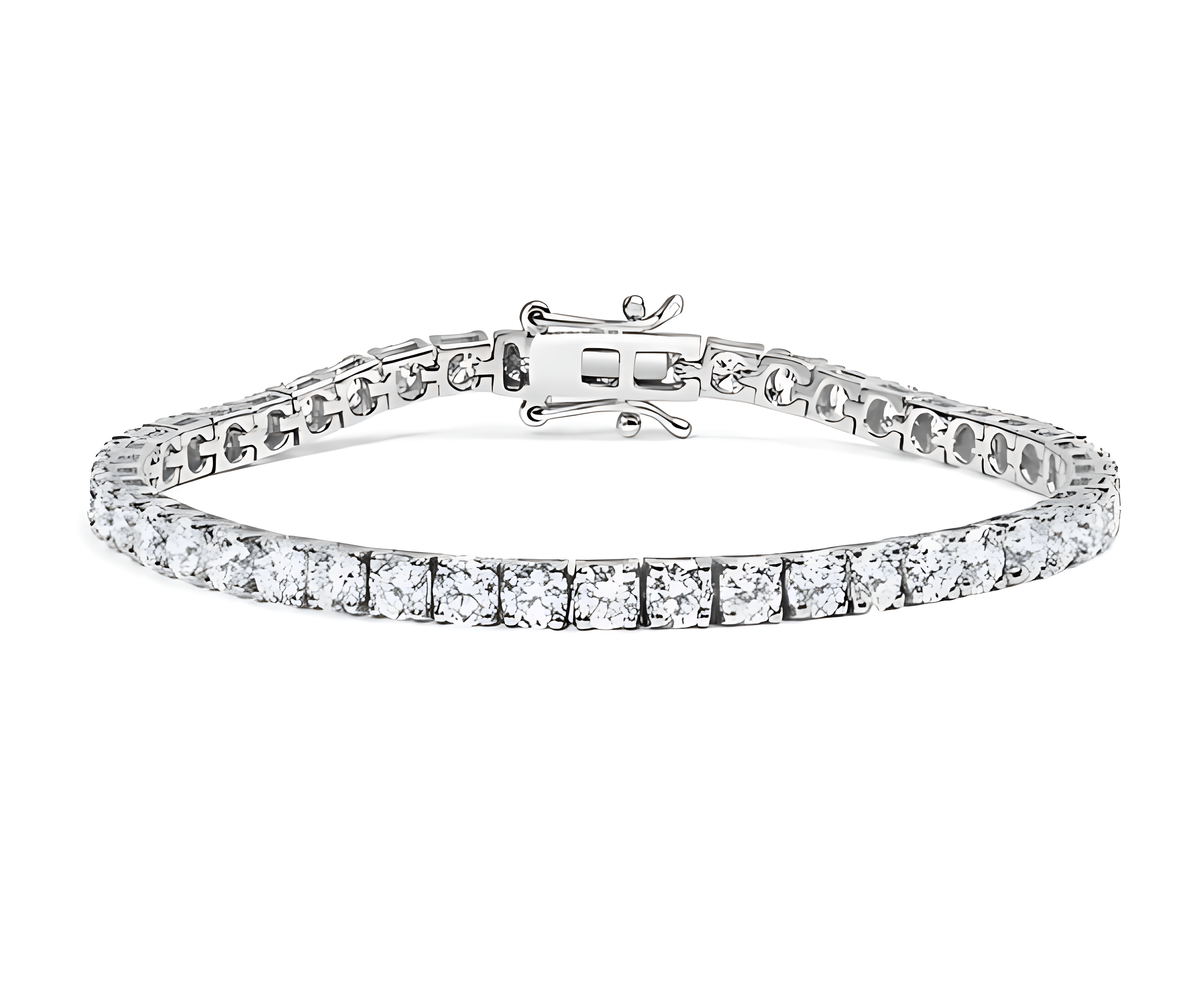 14K White Gold 4-Prong Set Lab Grown Round Diamond Classic Tennis Bracelet (F-G Color, VS1-VS2 Clarity) - 7.25 Inches - Stormyjay