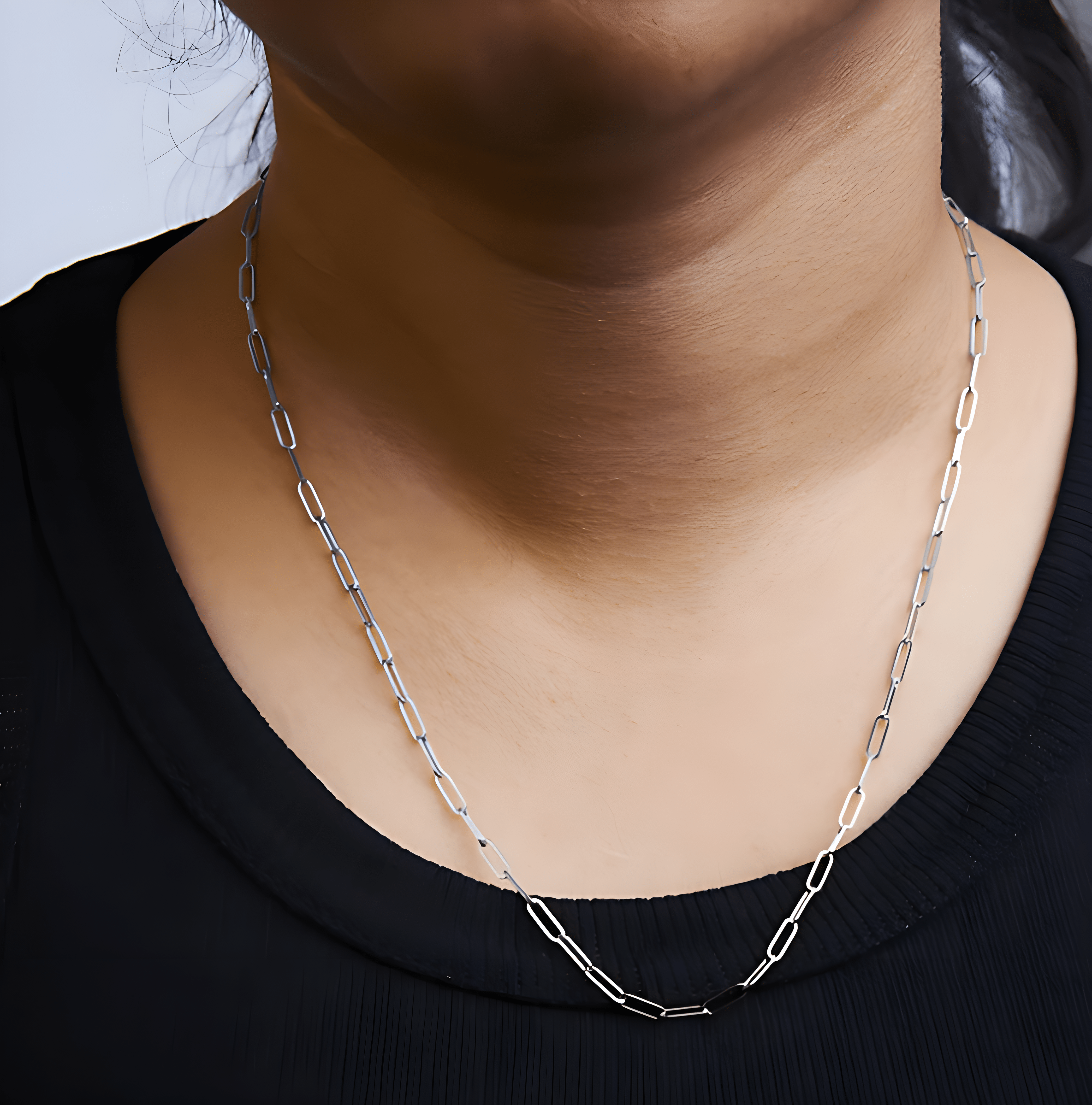 Unisex Solid 14K Gold 2.5mm Paperclip Chain Necklace - Stormyjay