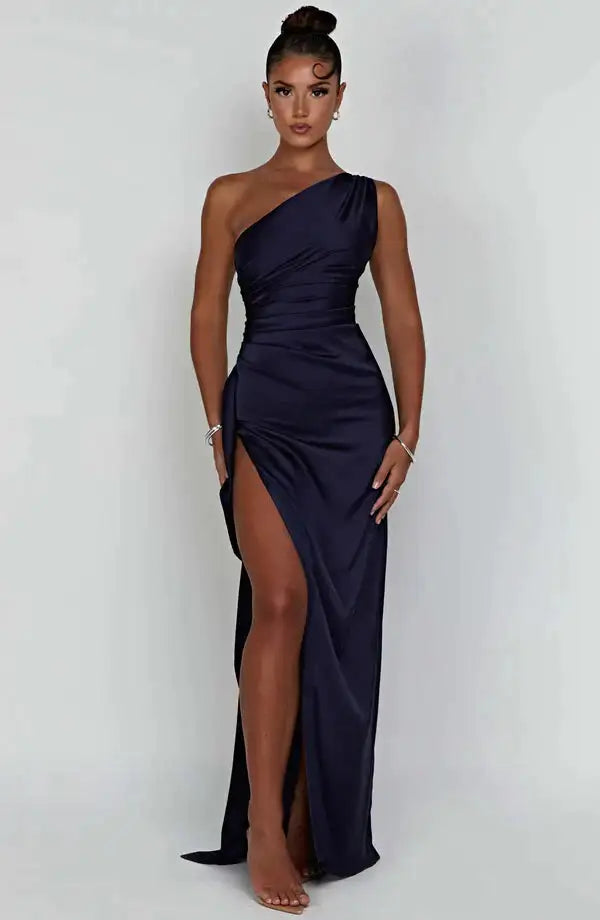 Satin One-Shoulder Sexy Prom Dresses - Stormyjay