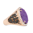 18K Rose Gold 18x13 MM Oval Cut Purple Amethyst and 1.00 Cttw Diamond Cocktail Ring (Champagne and F-G Color, VS1-VS2 Clarity) - Stormyjay