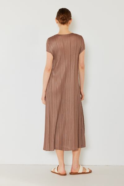 Marina West Swim Pleated Cap Sleeve A-Line Dress - Stormyjay