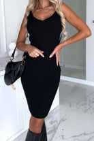 Ribbed Round Neck Top and Cami Dress Sweater Set - Stormyjay