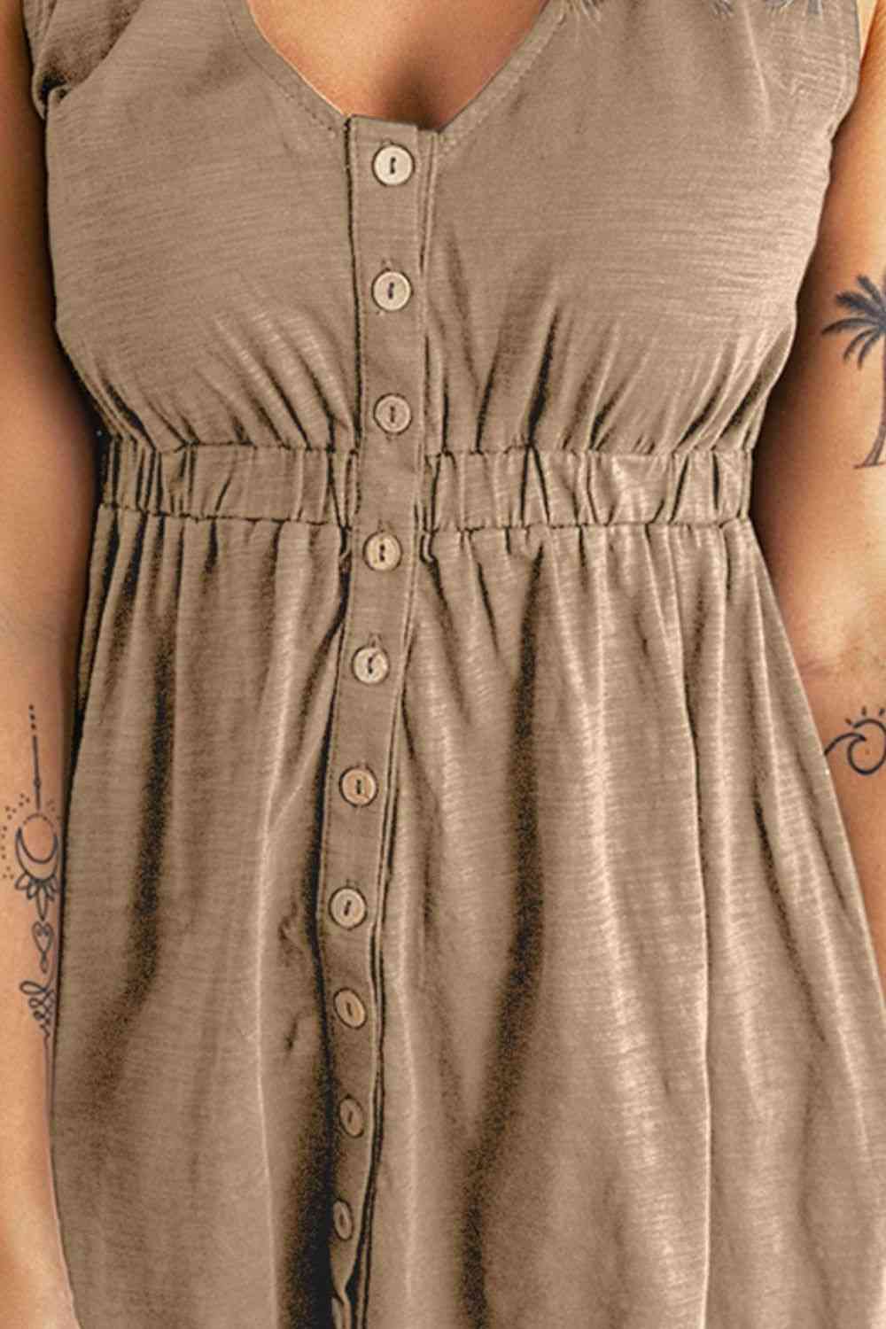 Sleeveless Button Down Mini Magic Dress - Stormyjay