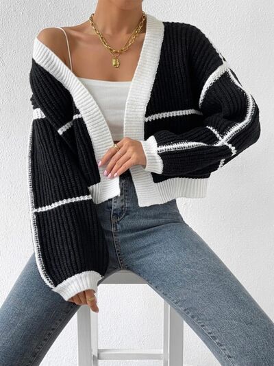 Open Front Dropped Shoulder Cardigan - Stormyjay