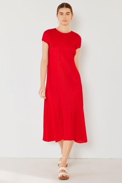 Marina West Swim Pleated Cap Sleeve A-Line Dress - Stormyjay