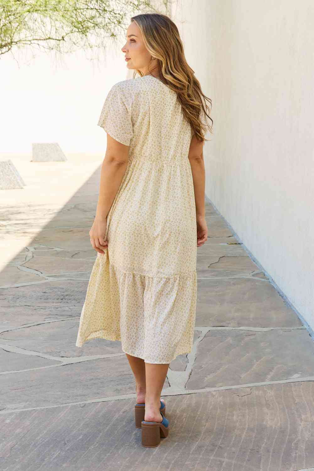 HEYSON Spring Baby Full Size Kimono Sleeve Midi Dress in Cream - Stormyjay