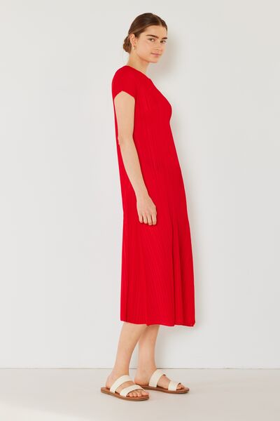 Marina West Swim Pleated Cap Sleeve A-Line Dress - Stormyjay