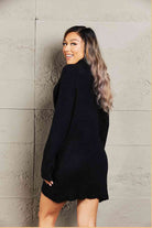 Double Take Rib-Knit Turtleneck Drop Shoulder Sweater Dress - Stormyjay