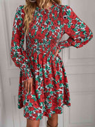 Printed Puff Sleeve Smocked Dress - Stormyjay