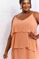 Culture Code By The River Full Size Cascade Ruffle Style Cami Dress in Sherbet - Stormyjay