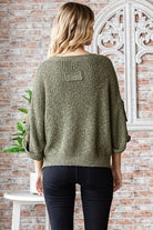 Veveret Round Neck Roll-Up Sweater - Stormyjay