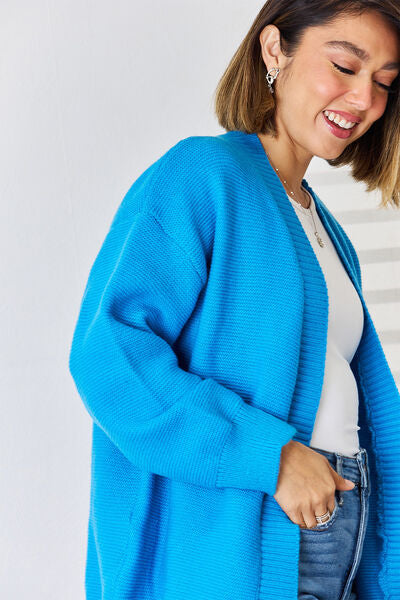 Open Front Dropped Shoulder Cardigan - Stormyjay