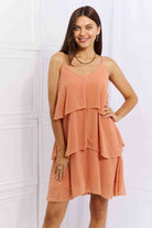 Culture Code By The River Full Size Cascade Ruffle Style Cami Dress in Sherbet - Stormyjay